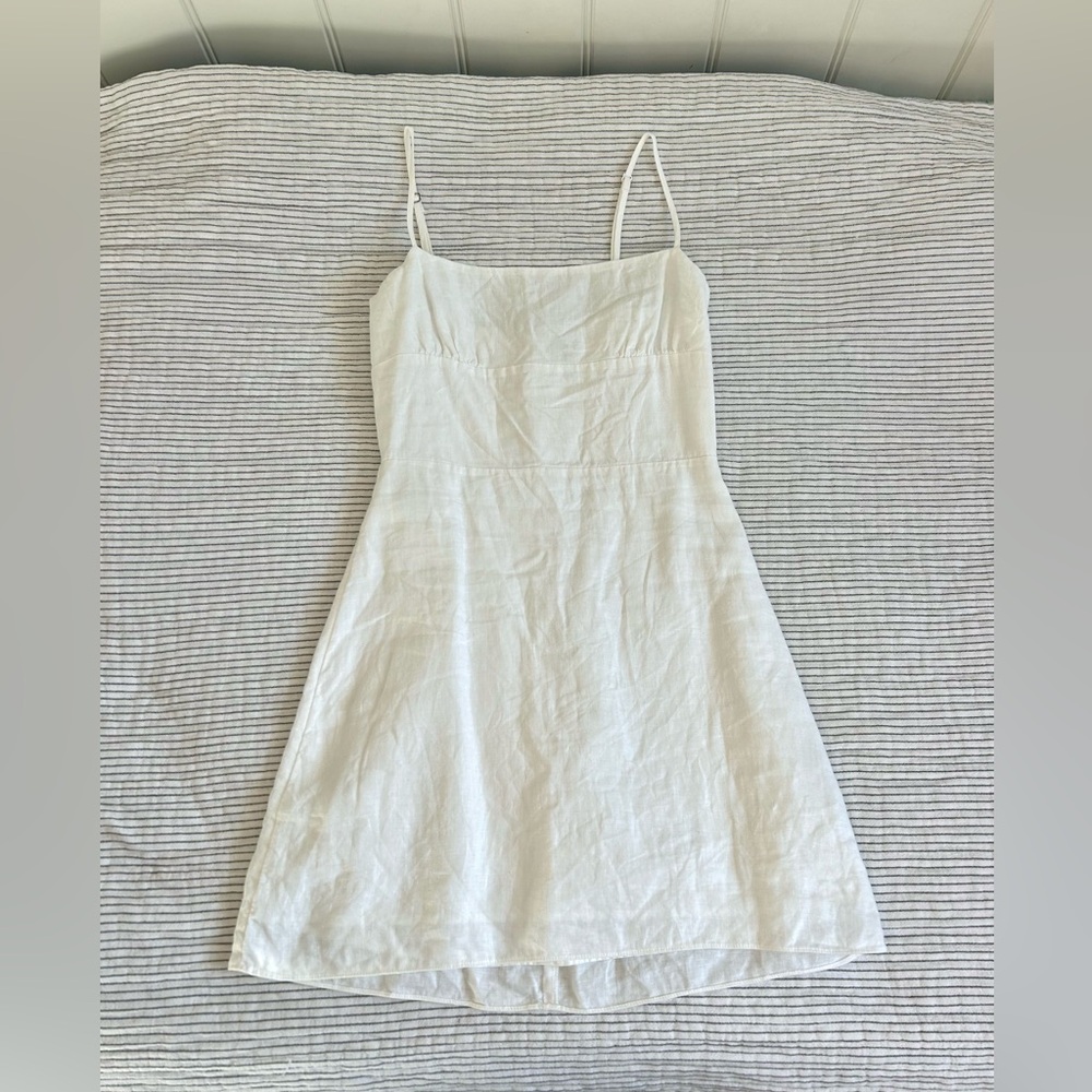 Aritzia Sunday Best White Linen Mini Dress